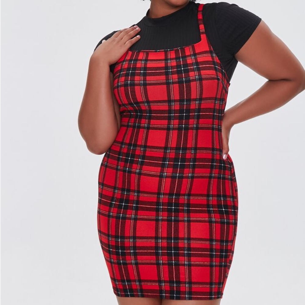 Plus Size Plaid Pinafore Dress
Color: RED/BLACK
Size: 1X
Quantity: 1